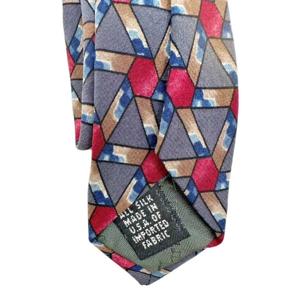 Christian Dior Monsieur Men's Neck Tie One Size Gray Geometric Print 100% Silk
